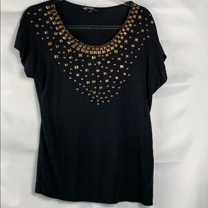 Sharagano Studio Black bronze embellished top